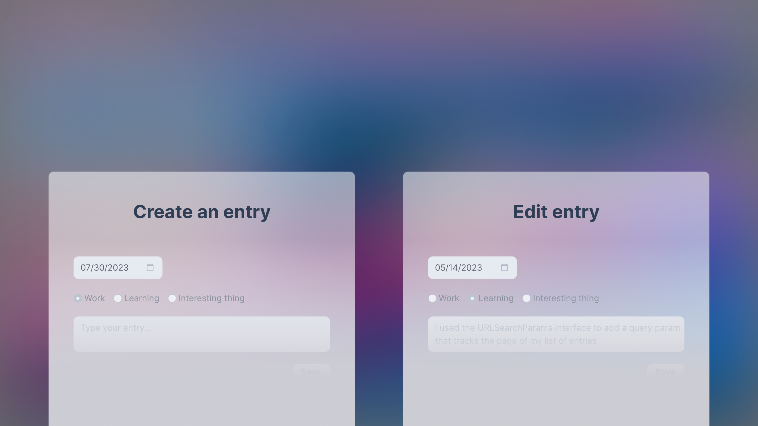 Making the entry form reusable