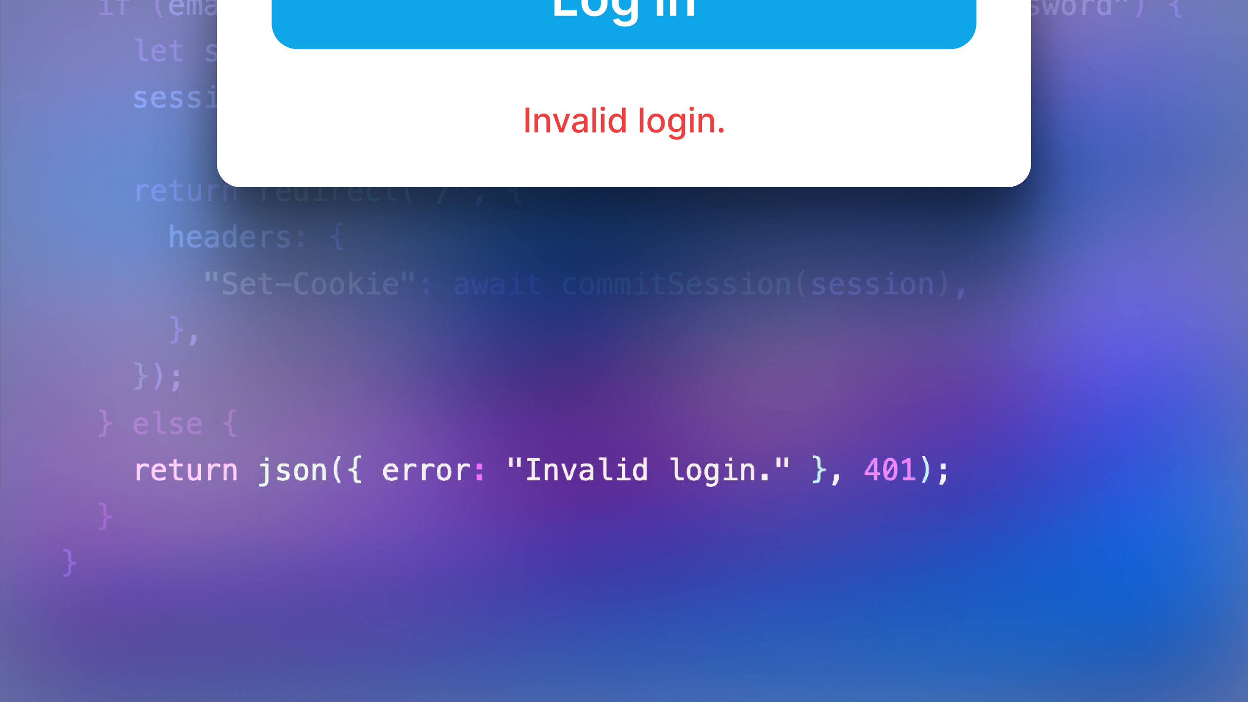 Adding error messages to the login form